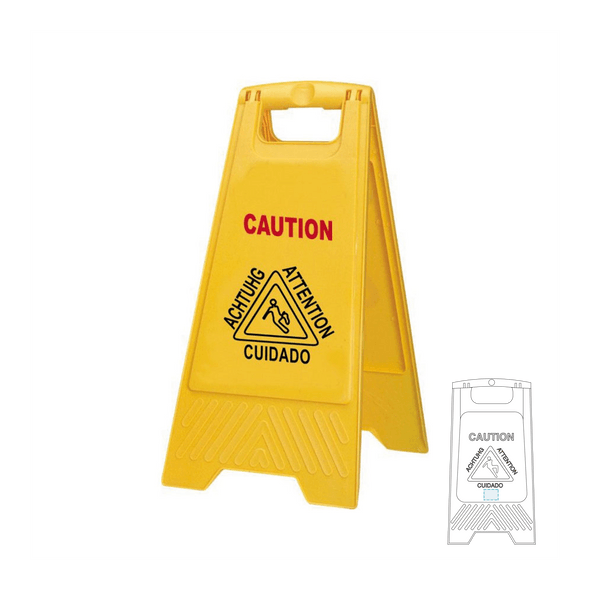 HDPE Yellow "Wet Floor" Angled Poster